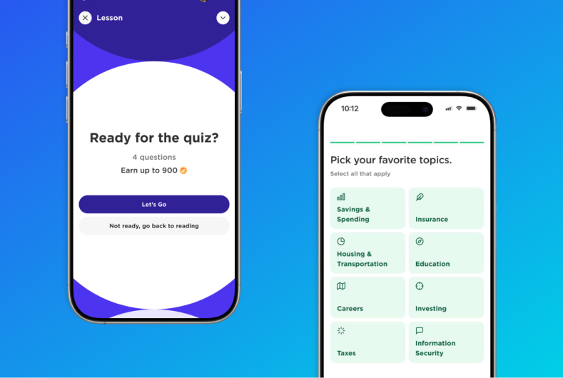 Phone screens with the Zogo app open