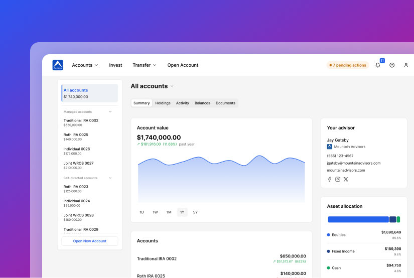 image of a UI screen on a gradient background